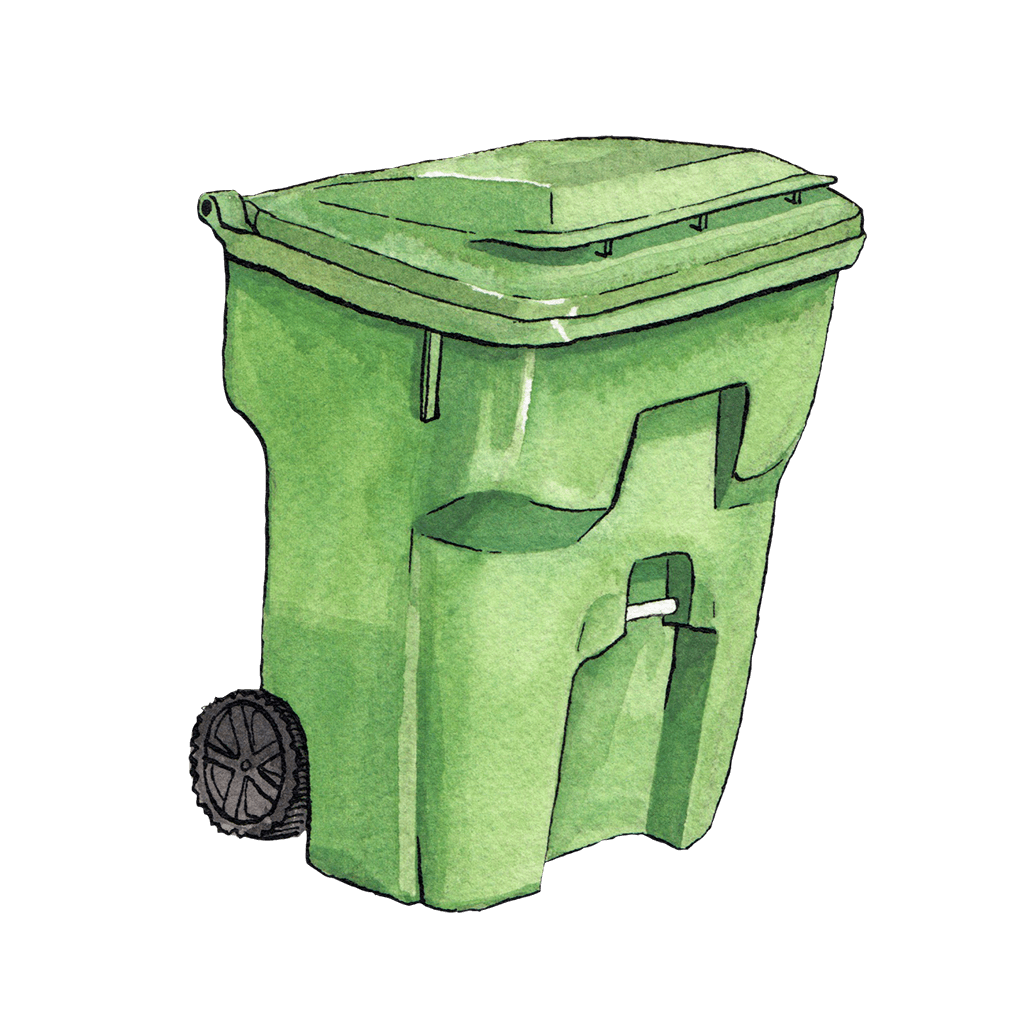 Illustration of a green recycling bin