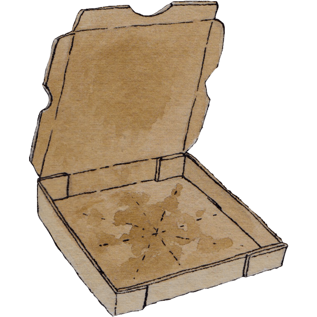 An open pizza box.