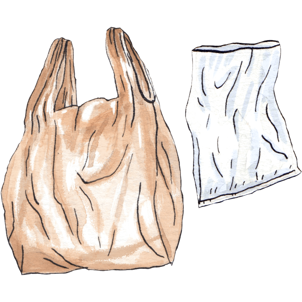 Plastic shopping bags.