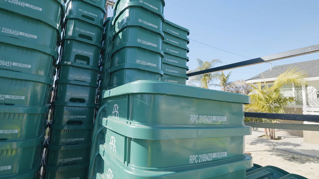 Green recycling bins